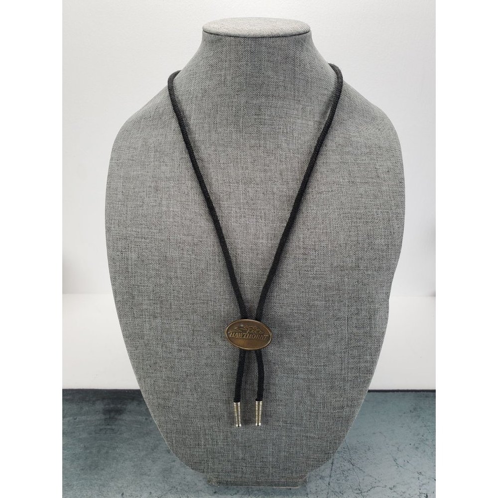 Hawthorne Horse Racing Jockey Race Course Bronze Tone Bolo Tie Western